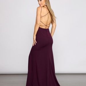 Chloe Lace-Up Back Formal Dress - PLUM / S
